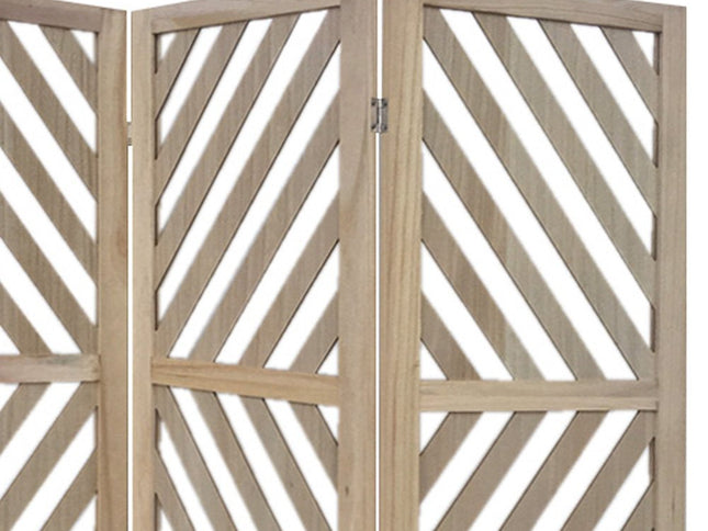 67" Brown Solid WoodFolding Three Panel Screen Room Divider