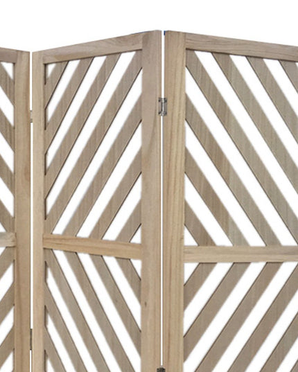67" Brown Solid WoodFolding Three Panel Screen Room Divider