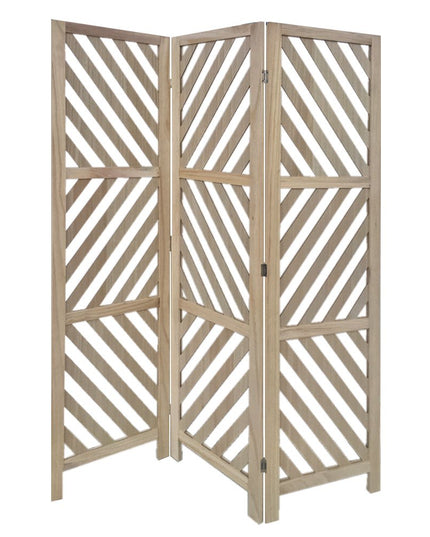 67" Brown Solid WoodFolding Three Panel Screen Room Divider
