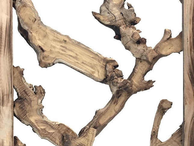 Rustic Earthy Wood Root Three Panel Room Divider Screen