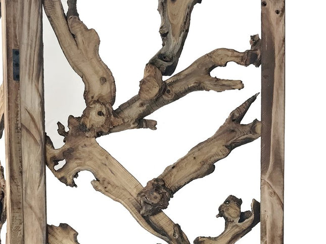 84" Brown Solid WoodFolding Four Panel Screen Room Divider