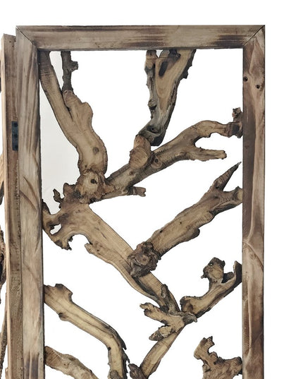 84" Brown Solid WoodFolding Four Panel Screen Room Divider