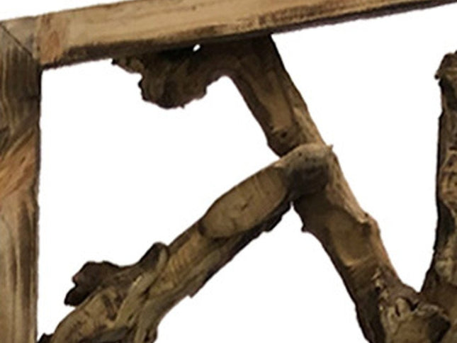 84" Brown Solid WoodFolding Four Panel Screen Room Divider