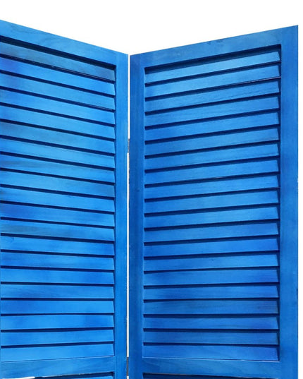 67" Light Blue Folding Three Panel Screen Room Divider