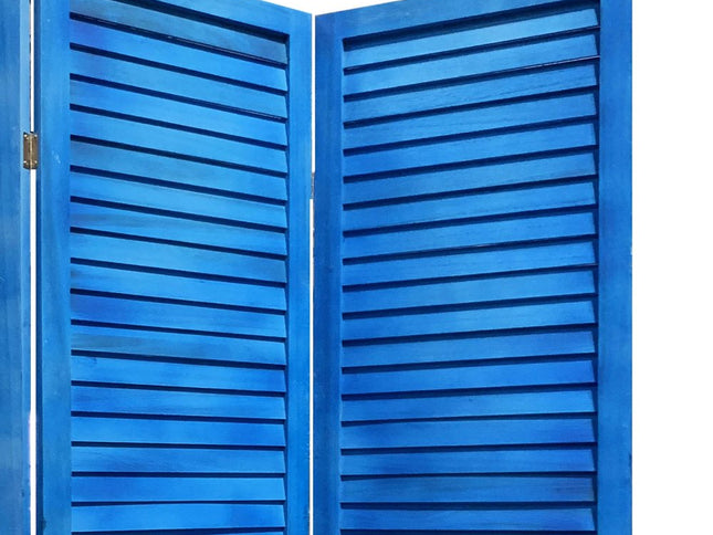 3 Panel Light Blue Shutter Screen Room Divider