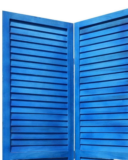 67" Light Blue Folding Three Panel Screen Room Divider