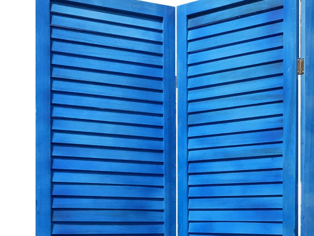 67" Light Blue Folding Three Panel Screen Room Divider