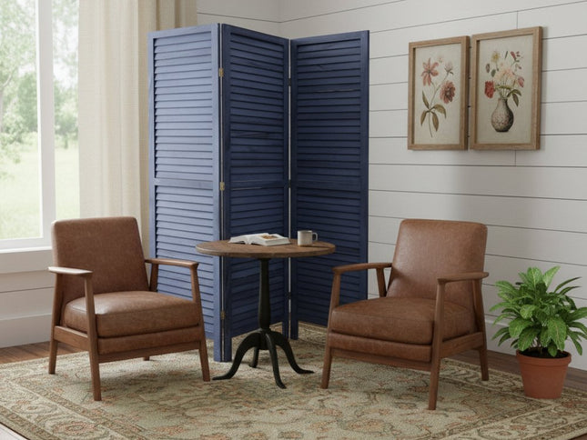 3 Panel Dark Blue Shutter Screen Room Divider