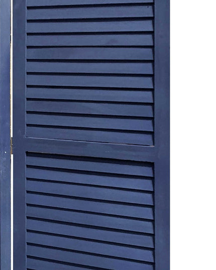 67" Dark Blue Solid Wood Folding Three Panel Screen Room Divider