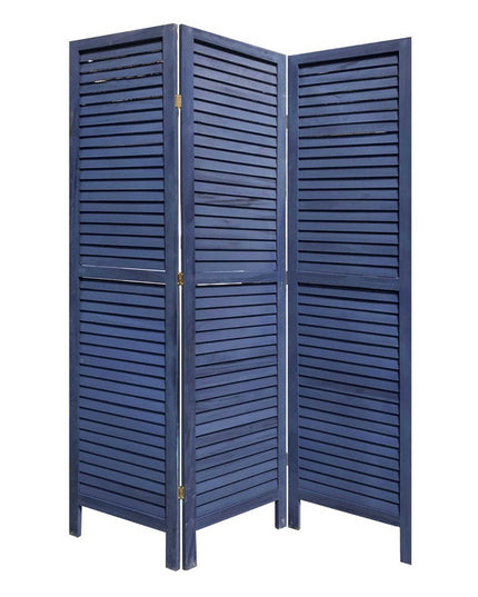 3 Panel Dark Blue Shutter Screen Room Divider