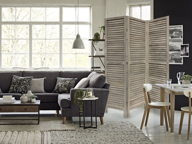 67" Gray Folding Three Panel Screen Room Divider