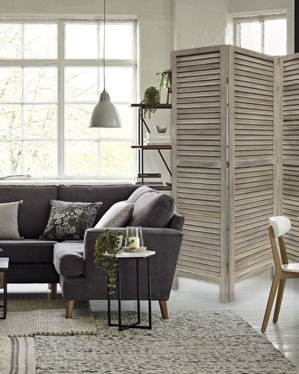 67" Gray Folding Three Panel Screen Room Divider