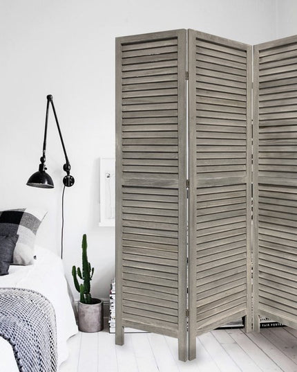 67" Gray Folding Three Panel Screen Room Divider