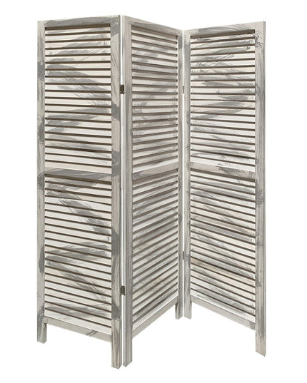 67" Gray Folding Three Panel Screen Room Divider