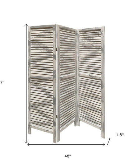67" Gray Folding Three Panel Screen Room Divider