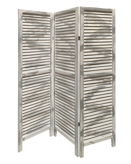 67" Gray Folding Three Panel Screen Room Divider