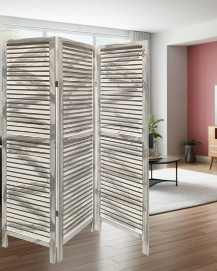 67" Gray Folding Three Panel Screen Room Divider