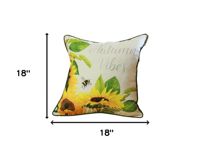 Set of Two 18" Green And White Fabric Throw Pillow Covers