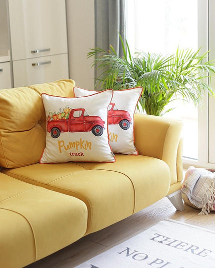 Set of Two Natural and Orange Pumpkin Throw Pillow Cover