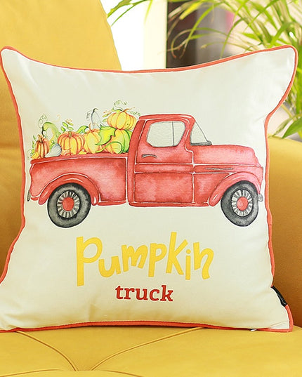 Set of Two Natural and Orange Pumpkin Throw Pillow Cover