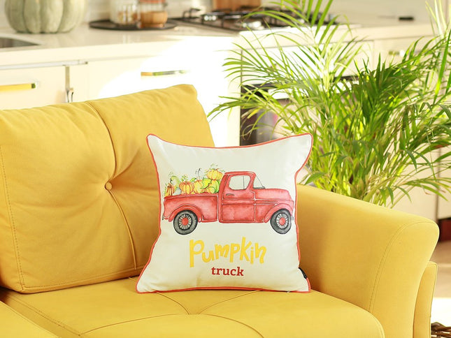 Set of Two Natural and Orange Pumpkin Throw Pillow Cover