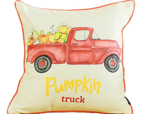 Set of Two Natural and Orange Pumpkin Throw Pillow Cover