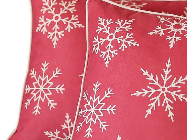 Set Of Two Red 18" Christmas Snowflakes Throw Pillow Covers
