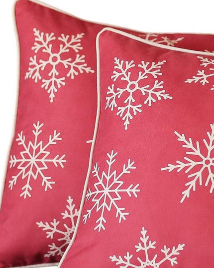 Set Of Two Red 18" Christmas Snowflakes Throw Pillow Covers