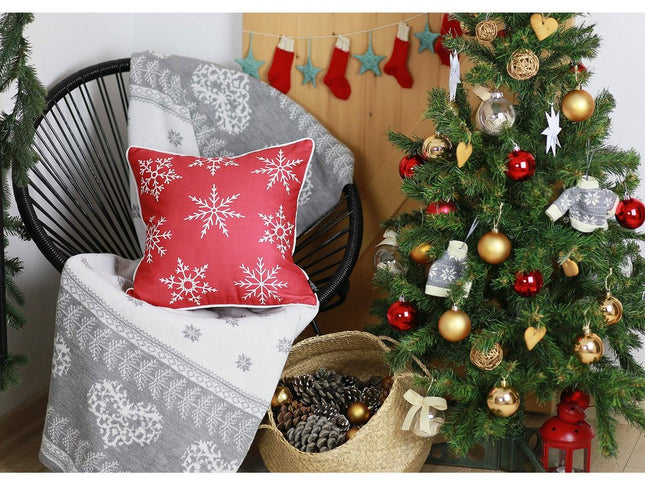 Set Of Two Red 18" Christmas Snowflakes Throw Pillow Covers