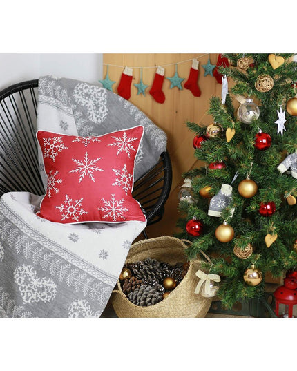 Set Of Two Red 18" Christmas Snowflakes Throw Pillow Covers