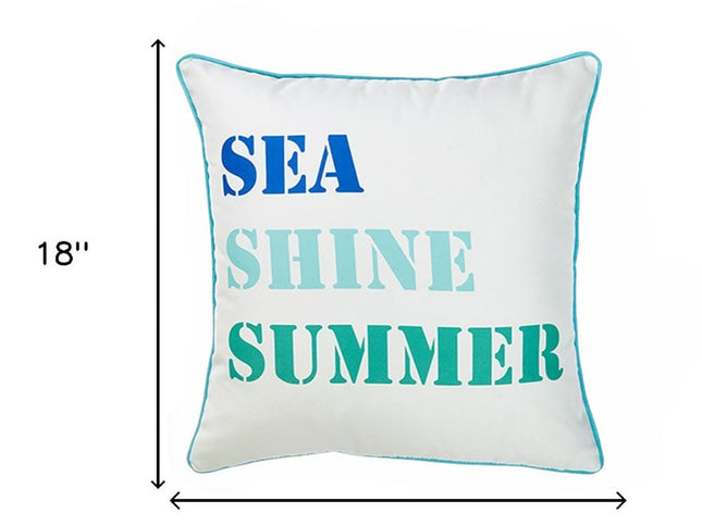 Set of Two White and Blue Sea Shine Summer Throw Pillow Covers