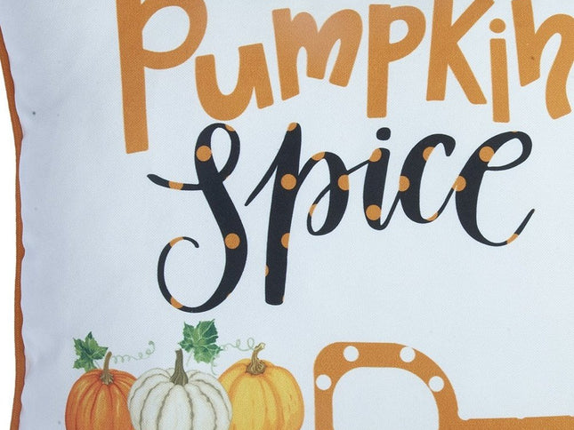 Set of Two 18" X 18" Orange and White Thanksgiving Pumpkin Pillow Covers