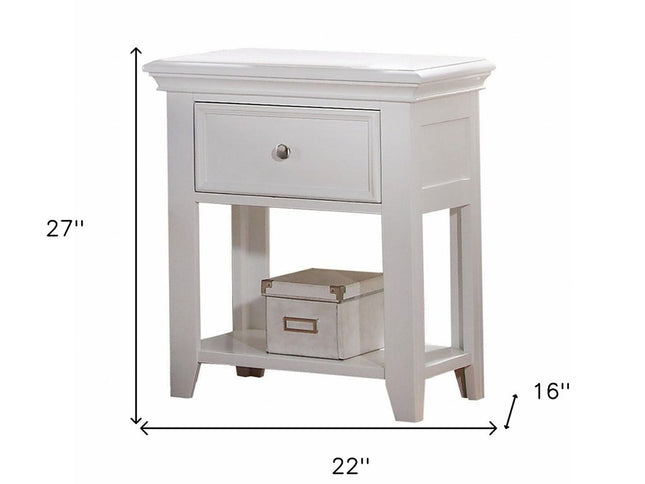 27" White One Drawer Nightstand
