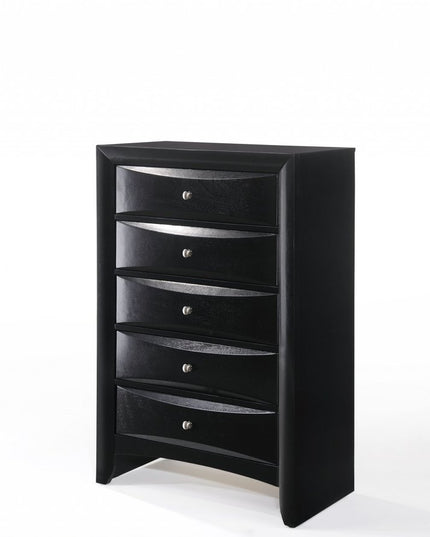 32" Black Solid Wood Five Drawer Standard Chest