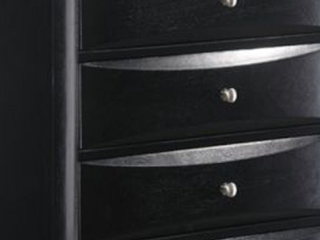 32" Black Solid Wood Five Drawer Standard Chest