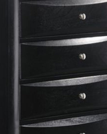 32" Black Solid Wood Five Drawer Standard Chest