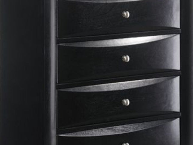 32" Black Solid Wood Five Drawer Standard Chest