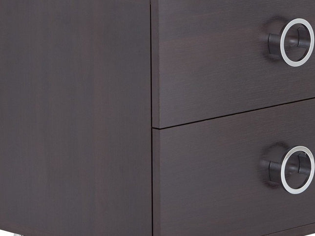 20" Silver And Espresso End Table With Two Drawers