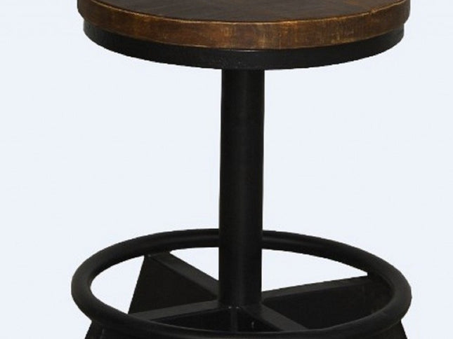 22" Brown and Black Solid Wood and Iron Backless Bar Chair