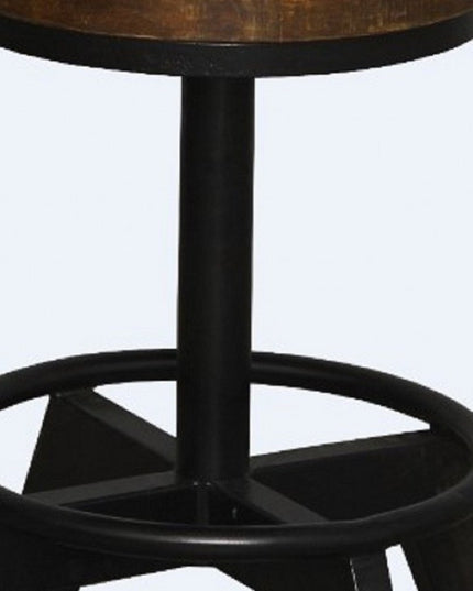 22" Brown and Black Solid Wood and Iron Backless Bar Chair