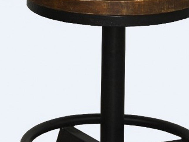 22" Brown and Black Solid Wood and Iron Backless Bar Chair