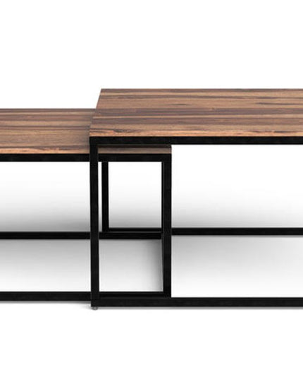 30" Brown And Black Solid Wood And Iron Square Coffee Table