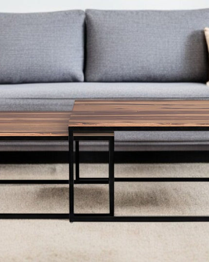 30" Brown And Black Solid Wood And Iron Square Coffee Table