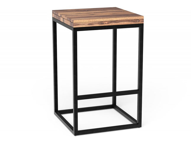 25" Brown and Black Solid Wood and Iron Backless Counter Height Bar Chair