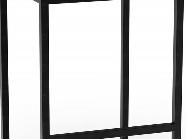 25" Brown and Black Solid Wood and Iron Backless Counter Height Bar Chair