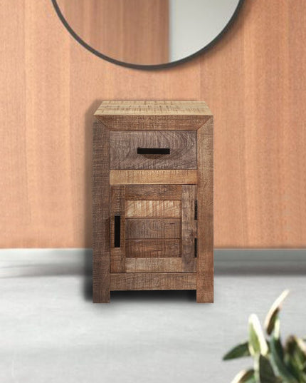 26" Brown Solid Wood Square End Table With Drawer