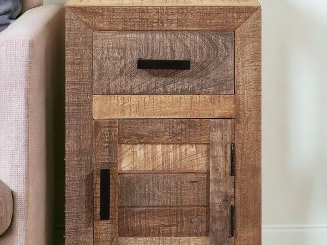 26" Brown Solid Wood Square End Table With Drawer