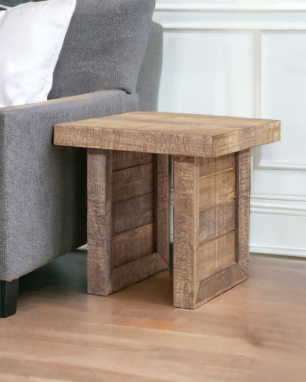 20" Brown Solid Wood Square End Table