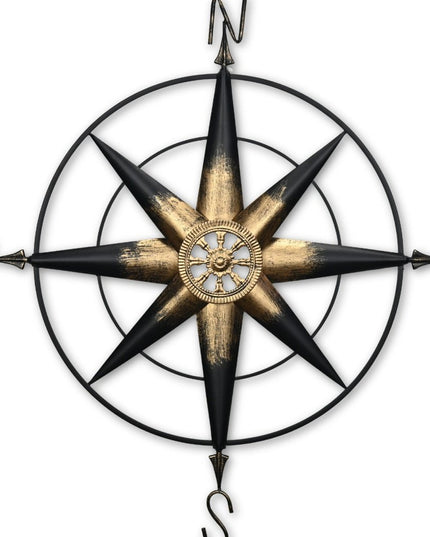 39" Black Rustic Compass Metal Wall Decor