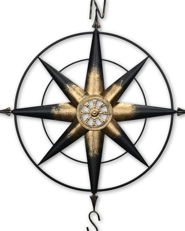 39" Black Rustic Compass Metal Wall Decor